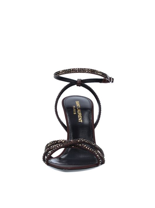 SAINT LAURENT satin and rhinestone sandals SAINT LAURENT | 7315711UUACBRONZO